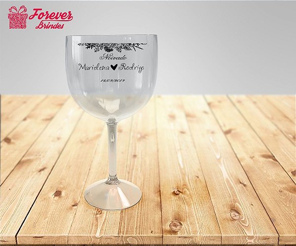 Taça De Gin Transparente Personalizada De Casamento