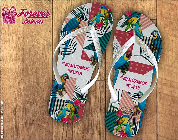 Chinelo Personalizado De Aniversário Tropical