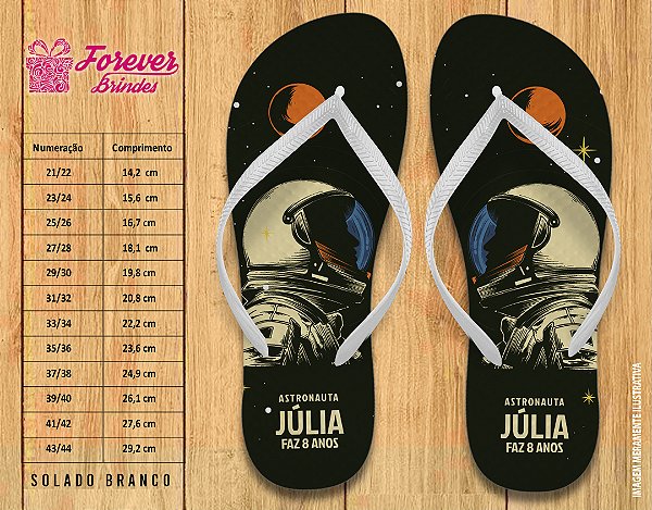 Chinelo Personalizado Aniversário Astronauta no Universo