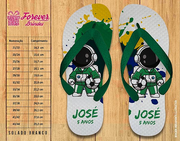 Chinelo Personalizado Copa do Mundo futebol Astronauta