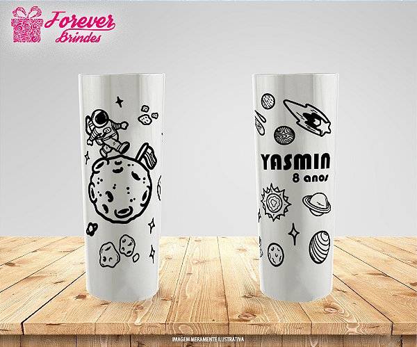 Copo Long Drink Metalizado Aniversário Astronauta
