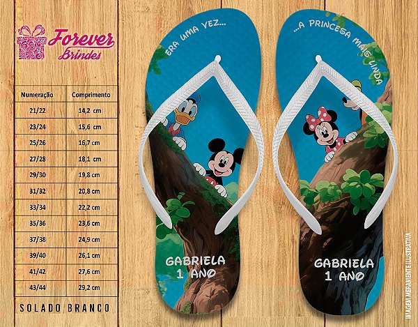 Chinelo Personalizado Aniversário Turma do Mickey