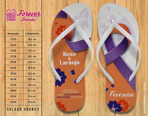 Chinelo Personalizado Fevereiro Roxo e Laranja