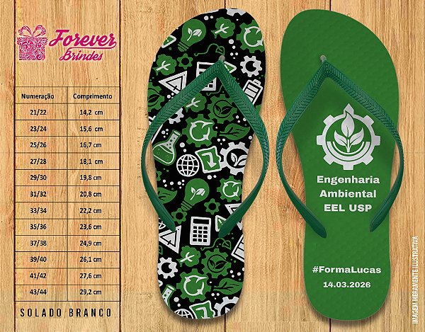 Chinelo Personalizado Formatura Engenharia Ambiental