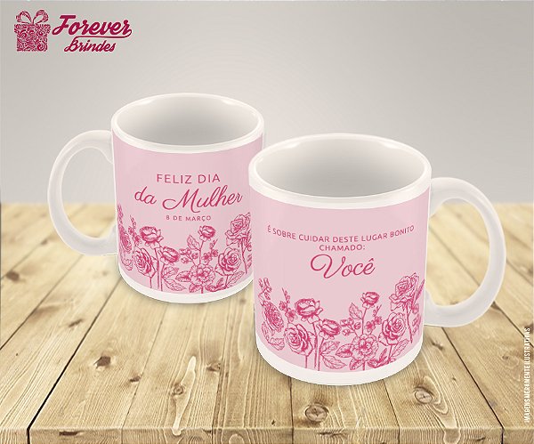Caneca Porcelana Personalizado Dia das Mulheres