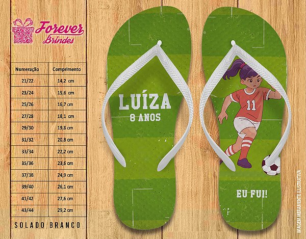Chinelo Personalizado Aniversário Copa do mundo Futebol