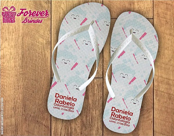 Chinelo Branco Personalizado De Odontologia