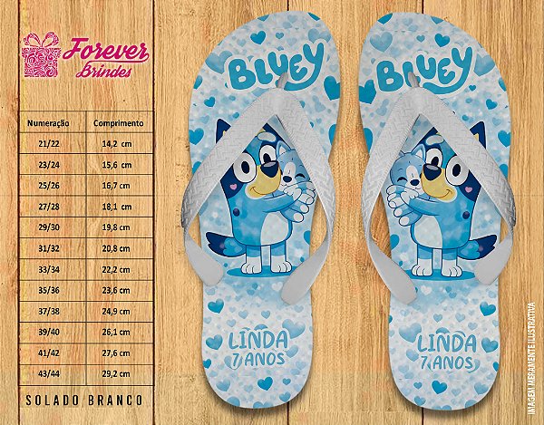 Chinelo Personalizado Aniversário BLUEY