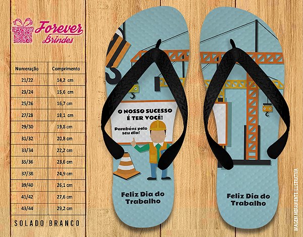 Chinelo Personalizado Dia do trabalho