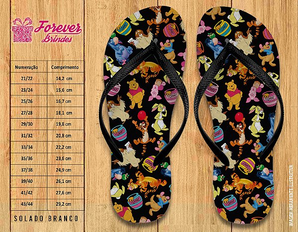 Chinelo Personalizado Aniversário Ursinho Pooh