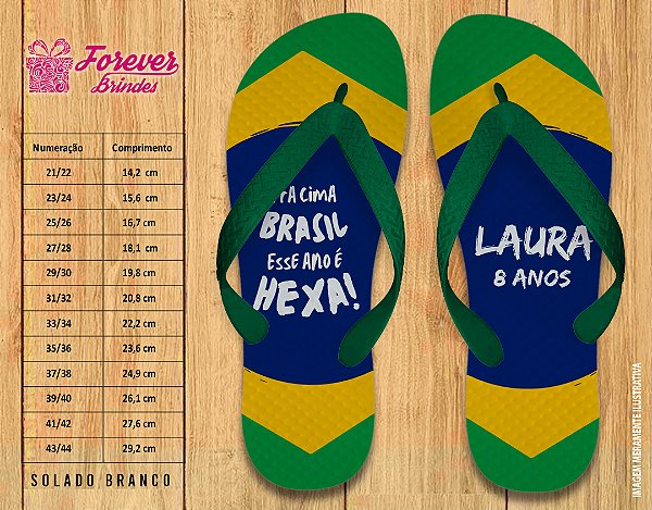 Chinelo Personalizado Aniversário Copa do mundo Futebol