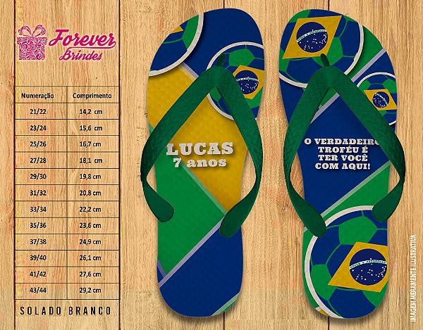 Chinelo Personalizado Aniversário Copa do mundo Futebol