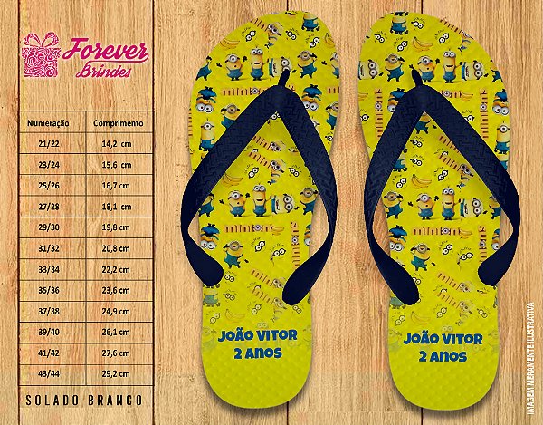 Chinelo Personalizado Aniversário Minions