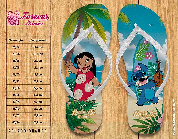 Chinelo Personalizado Aniversário Stitch