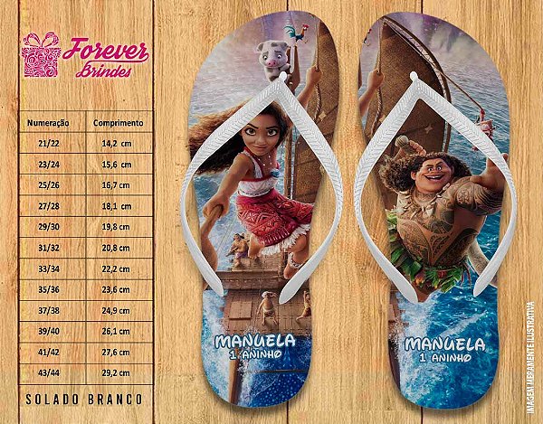 Chinelo Personalizado Aniversário Moana