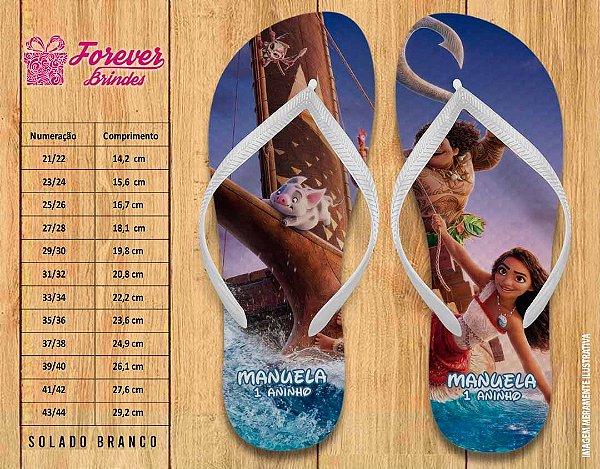Chinelo Personalizado Aniversário Moana