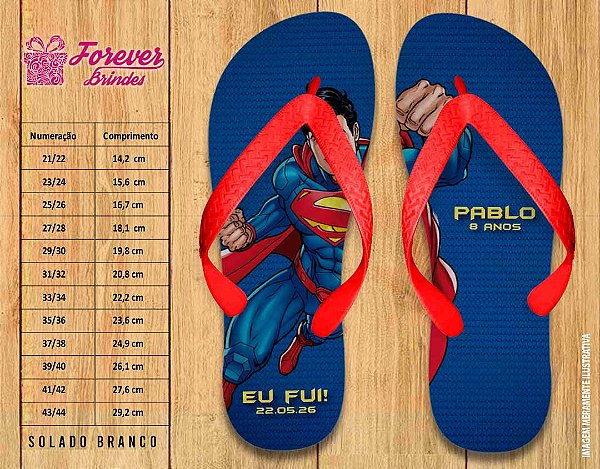 Chinelo Personalizado Aniversário SuperMan