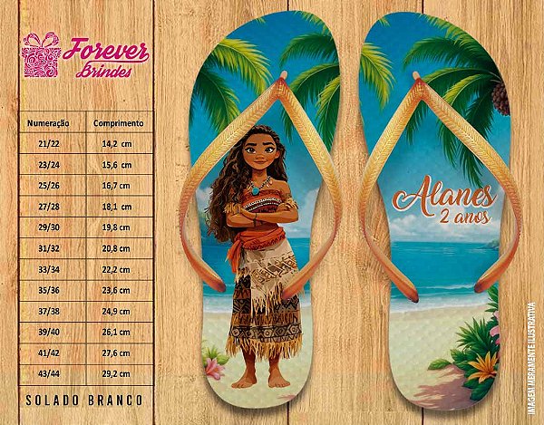 Chinelo Personalizado Aniversário Moana