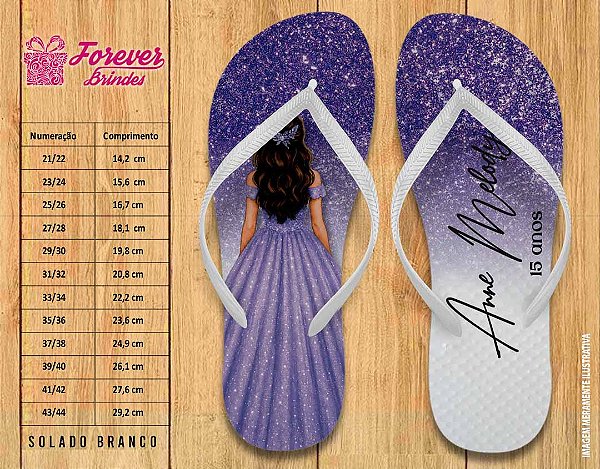 Chinelo Personalizado Aniversário 15 anos