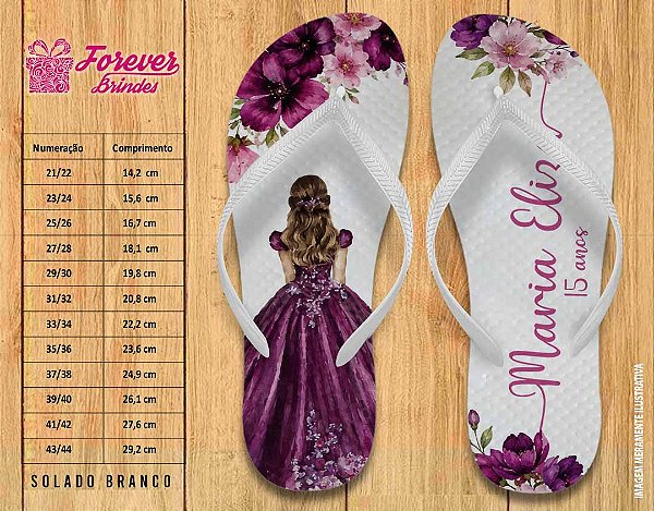 Chinelo Personalizado Aniversário 15 anos