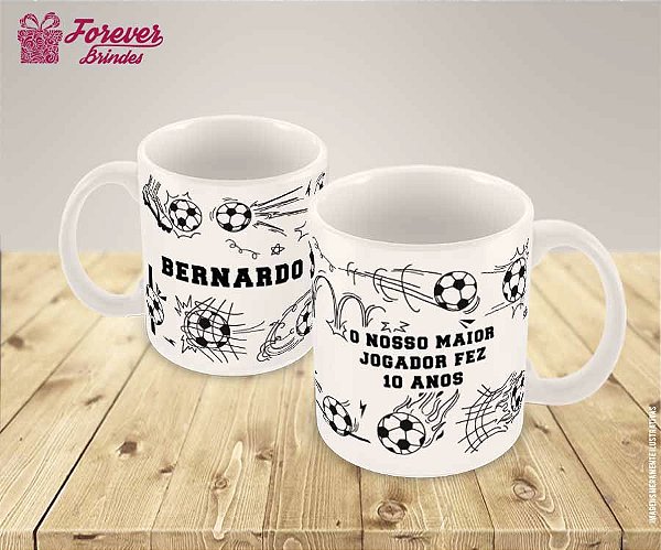 Caneca de Porcelana Personalizada Aniversário Futebol Copa do Mundo