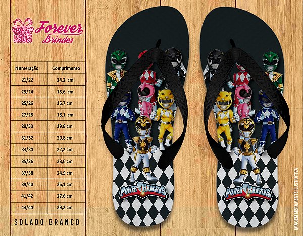 Chinelo Personalizado Aniversário Power Rangers
