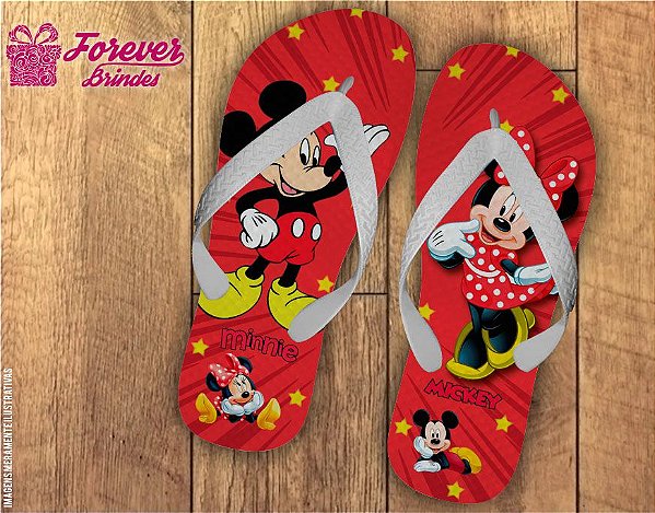 Chinelo Personalizado Vermelho Do Mickey