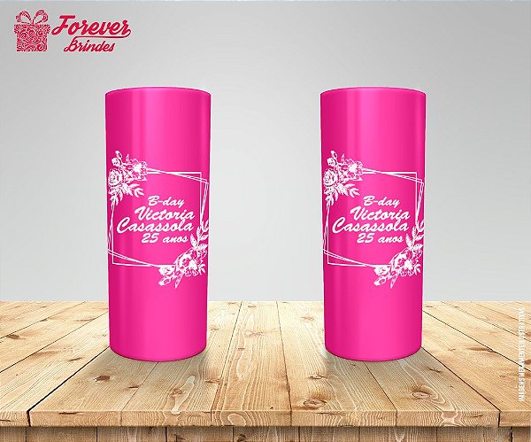 Copo Long Drink Rosa Pink Personalizado De 25 Anos