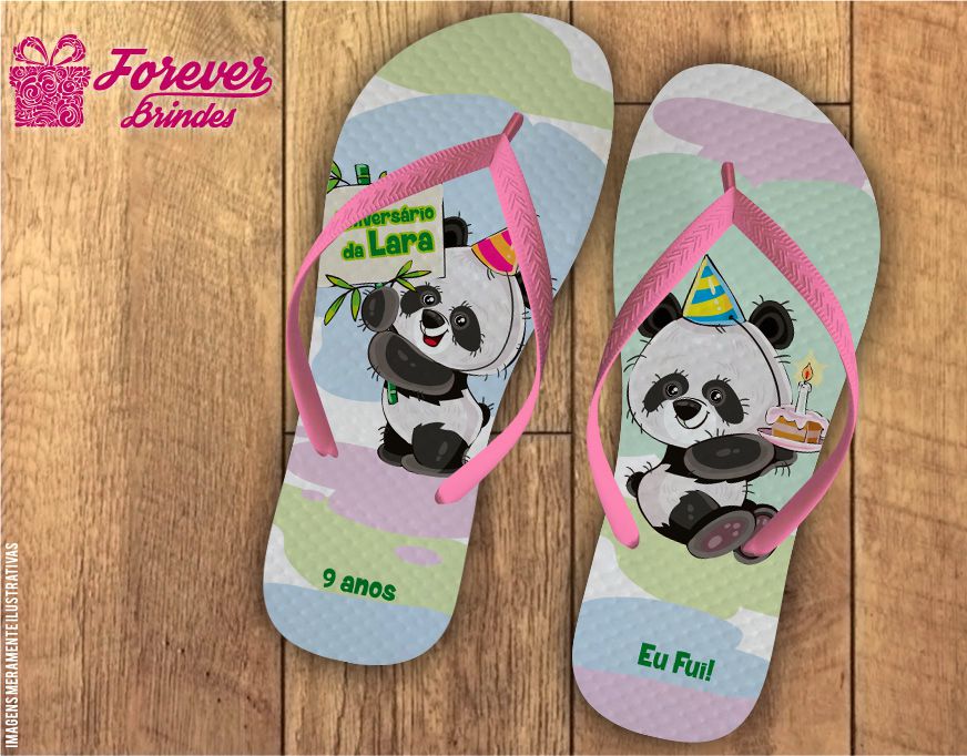 Chinelo Personalizado Aniversário De Panda