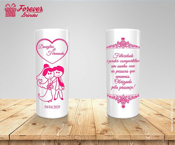 Copo Long Drink Com Bonequinhos De Casamento