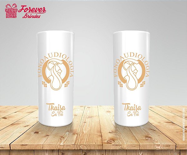 Copo Long Drink Personalizado De Fonoaudiologia Com Dourado