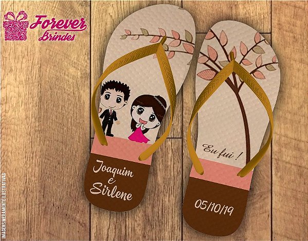 Chinelo De Casamento Personalizado Com Bonequinhos