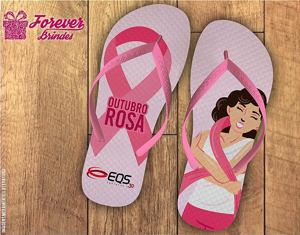 Chinelo Personalizado Outubro Rosa