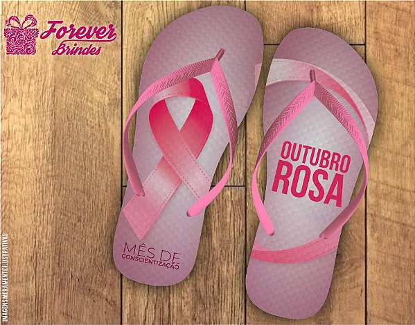 Chinelo Personalizado Mês Do Outubro Rosa