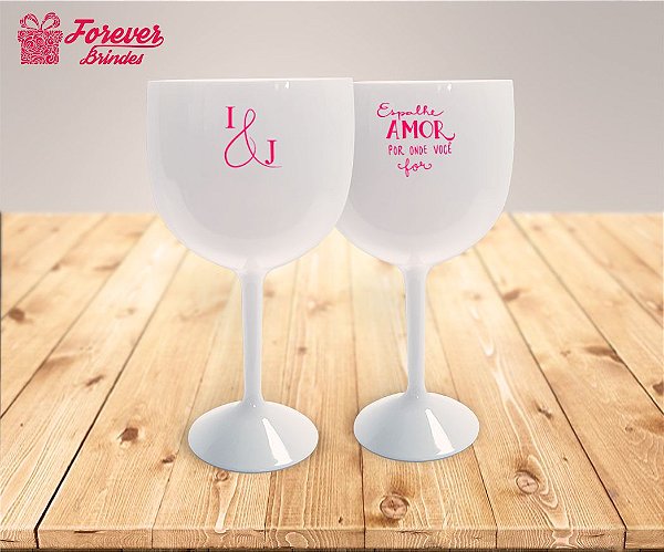 Taça De Gin Com Detalhes Rosa De Casamento