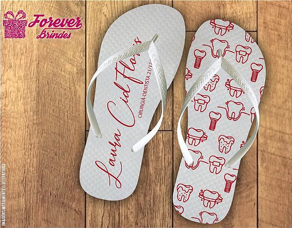 Chinelo Personalizado De Odontologia Com Vermelho