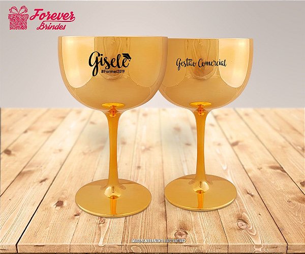 Taça De Gin Metalizada Dourada De Gestão Comercial