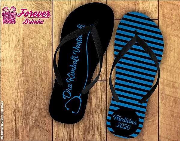 Chinelo Personalizado Azul Formatura De Medicina