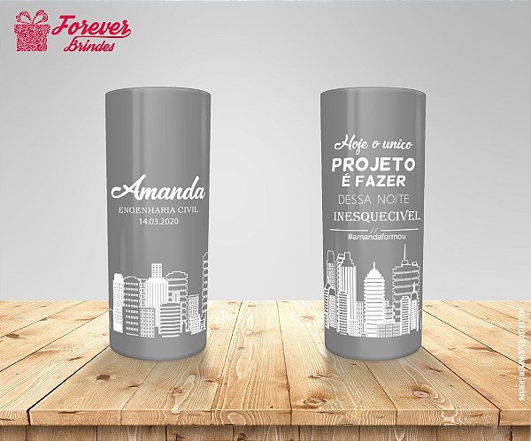 Copo Long Drink Cinza Formatura De Engenharia Civil