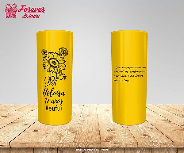 Copo Long Drink De Aniversário Girassol