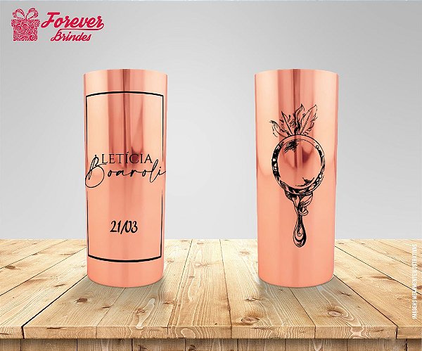 - Copo Long Drink Metalizado Rose Formatura Designer Grafico