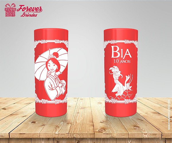 Copo Long Drink De Aniversário Infantil Mulan