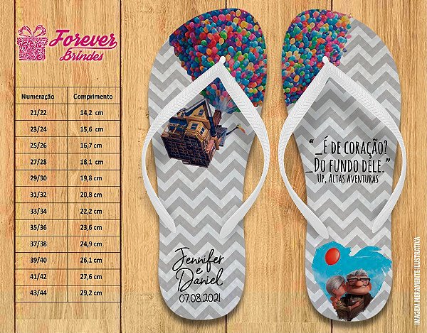 Chinelo Personalizado Casamento UP Altas Aventuras