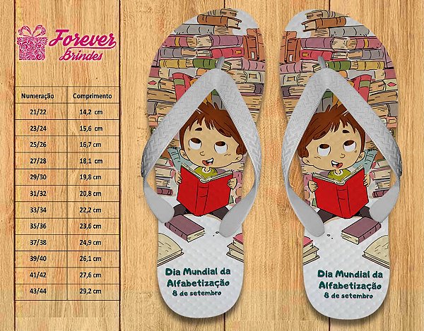 Chinelo Personalizado dia Mundial da Alfabetização