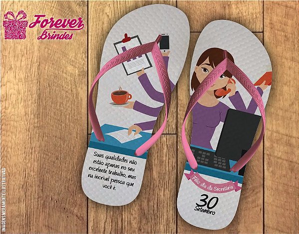 Chinelo Personalizado dia  da Secretária