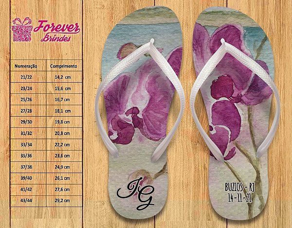 Chinelo Personalizado Casamento Orquídea - FOREVER BRINDES