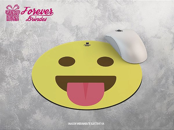 Mouse Pad Redondo Emoji Mostrando a língua