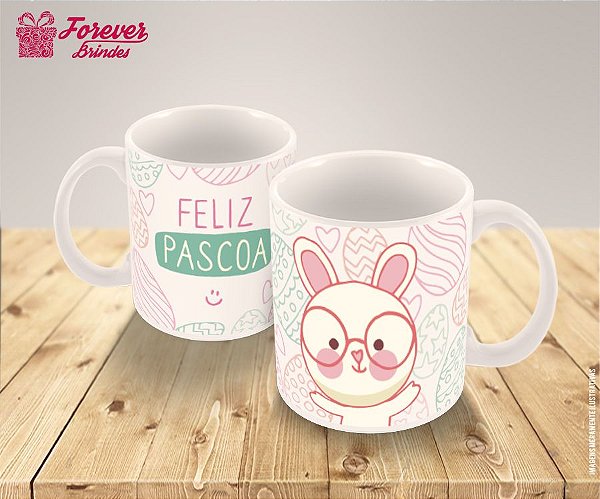 Caneca Porcelana Páscoa Coelhinho