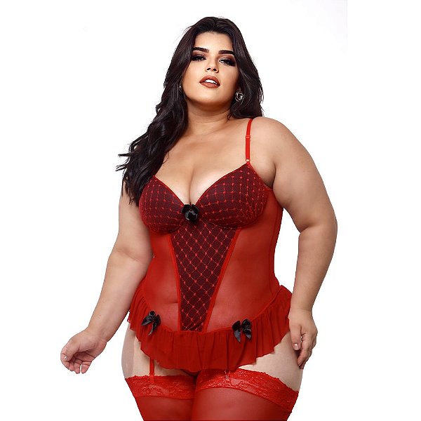 Espartilho Em Tule Com Babadinhos E Laço Plus Size Macler