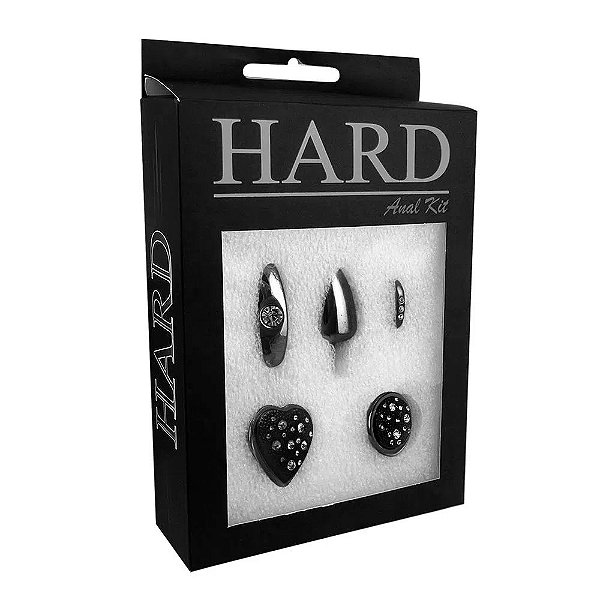 Kit Luxo Plug Anal Médio Com 4 Bases Diferentes Hard - Preto